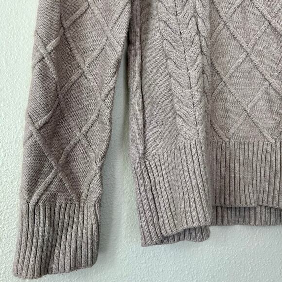 Raya cable chunky knit neutral sweater with ruffles sleeve detail stretch S - Picture 4 of 13
